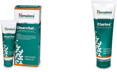 

Himalaya clearvital anti wrinkle gel (30ml) and clarina face mask(Set of 2)