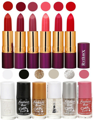 

Rythmx Lipstick and Nail Polish Combo Pack of 12(Set of 12)