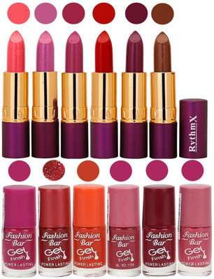 

Rythmx Lipstick and Nail Polish Combo Pack of 12(Set of 12)