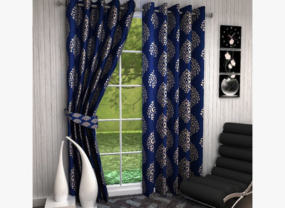 

curtainhub 274 cm (23 ft) Polyester Long Door Curtain (Pack Of 2)(Floral, Maroon)