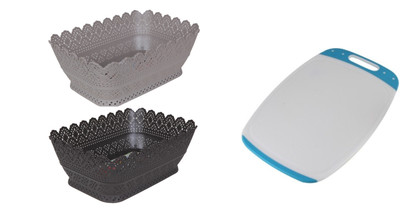 

CSM Combo Of 2 Multipurpose Designer Baskets and 1 Chopping Board Plastic Cutting Board(Multicolor Pack of 3)