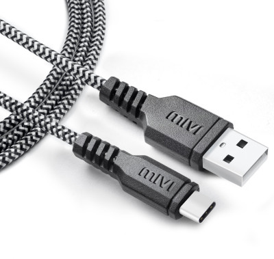 Mivi 1M long Nylon Braided Original 1 m USB Type C Cable(Compatible with All Phones With Type C port, Black, White)