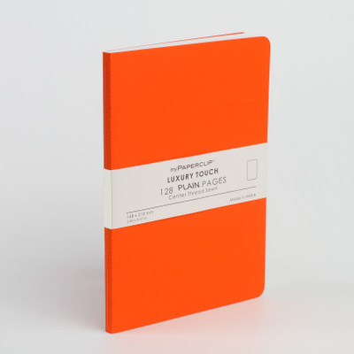

Mypaperclip A5 Notebook(128 Plain Pages Luxury Touch, Orange)