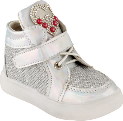 

Narois Boys & Girls Velcro Casual Boots(Silver, Light pink