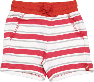 

United Colors of Benetton Short For Boys Casual Striped Cotton(White, Pack of 1, 901