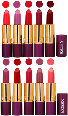 

Rythmx Pops Color Exclusive Matte Lipstick Combo Pack of 10(Shade -0436)