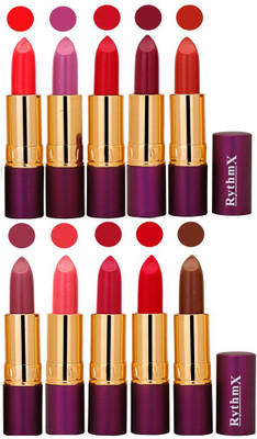 

Rythmx Pops Color Exclusive Matte Lipstick Combo Pack of 10(Shade -0432)
