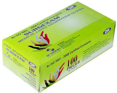 

OM SURGEXAM Latex Examination Gloves(Pack of 100)