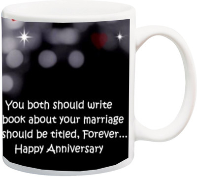 

ME&YOU Happy Annivarsery Wife/Husband Red Star HD Printed Ceramic Mug(325 ml), Multicolor
