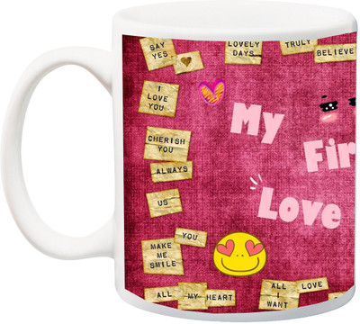 

ME&YOU Gift for Husband/Wife/Girlfriend/Boyfriend/Lover;"My First Love Heart Special Colorfull 3D printed Ceramic Mug(325 ml), Multicolor