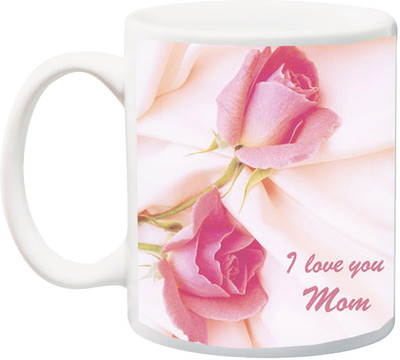

ME&YOU Gift for Mummy/mother/mum;I Love You Mom pink Rose 3D Printed Ceramic Mug(325 ml), Multicolor