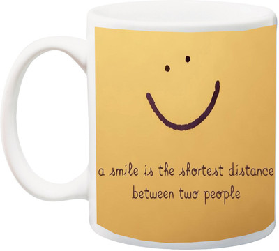 

ME&YOU Beautiful A Smile is The Shartest Distance Between Two People yollow 3D Printed Ceramic Mug(325 ml), Multicolor