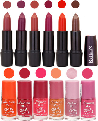 

Fashion Bar Gel Nail Polish Matte Lipstick 2 in 1 Combo Pack Redish Brown,Jamni,Pinkish Peach,Mazanta,Orange,Coffee Brown and Orange,Sheer Pink,Neon Pink,Peach,Voilet Shimmer,Rani Mazanta(Pack of 3)