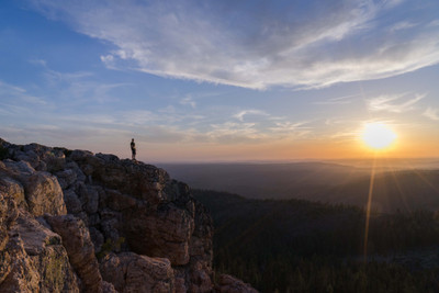 

man standing on mountain sunrise ON FINE ART PAPER HD QUALITY WALLPAPER POSTER Fine Art Print(19 inch X 13 inch, Rolled)