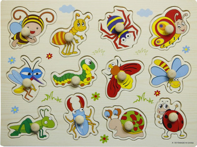 

Hnt Kids wooden garden insects pegged puzzle(13 Pieces)