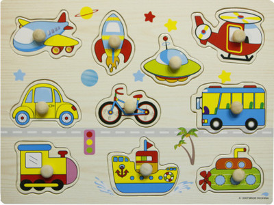 

Hnt Kids wooden pegged transport puzzle(10 Pieces)