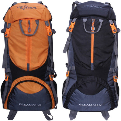 

Gleam 0109 Climate Proof Mountain Trekking / Campaign / Backpack 75 ltr Orange & Black with Rain Cover set of 2 Rucksack - 75 L(Multicolor)