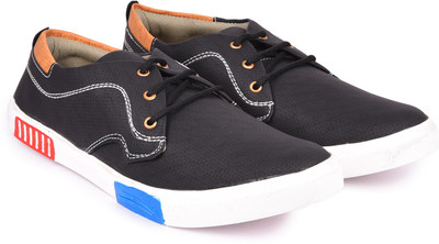 

True Soles Men's Black Canvas Sneakers For Men(Purple, Orange