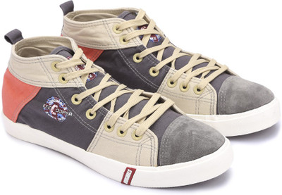 

Lee Cooper Canvas Mid Ankle Sneakers For Men(Grey, Dkgrey/beige