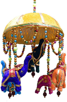 16 Off On Craftuno Handcrafted Elephants Hanging Umbrella Jhumar For Diwali Decoration Decorative Showpiece 30 Cm Cotton Multicolor On Flipkart Paisawapas Com