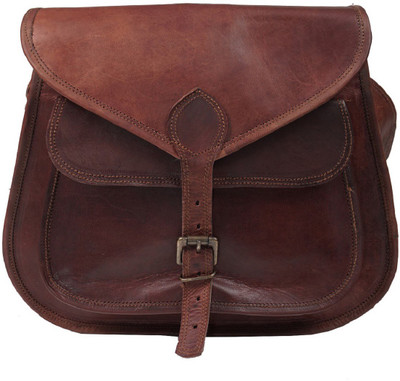 

Pranjals House Women Casual Brown Genuine Leather Sling Bag