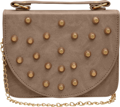 

tap fashion Women Evening/Party Khaki PU Sling Bag