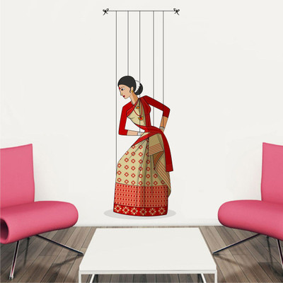 rawpockets 1 cm Bihu Puppet Dance Self Adhesive Sticker(Pack of 1)