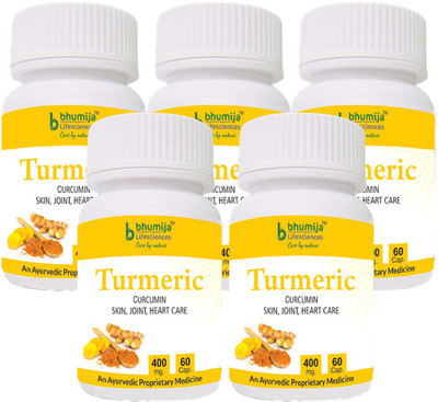 

Bhumija Lifesciences Turmeric Capsules 60's - (Pack of Five)(300 No)