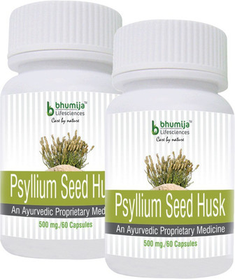 

Bhumija Lifesciences Psyllium Husk (Isabgol) Capsules 60's - Relief from Constipation (Pack of Two)(120 No)