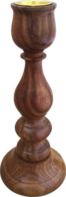 

TimberKart Antique Design 7'' Decorative Handicraft STAND Wooden Candle Holder(Brown, Gold, Pack of 1)