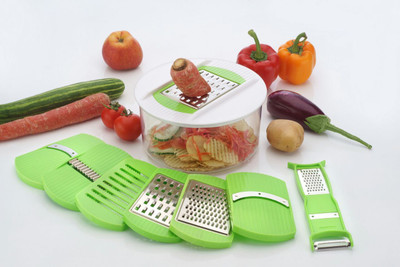 

KCL Express Salad Maker 20 in 1 Chopper(8 Stainless Steel Blades For Chopping, 8 Stainless Steel Blades For Slicing / Grating, 4 In 1 Peeler / Slicer / Grater & Orange Peel Cutter, 1 Airtight Lid For Storage Bowl, 1 Potato Holder (Finger Safety Guard)), G