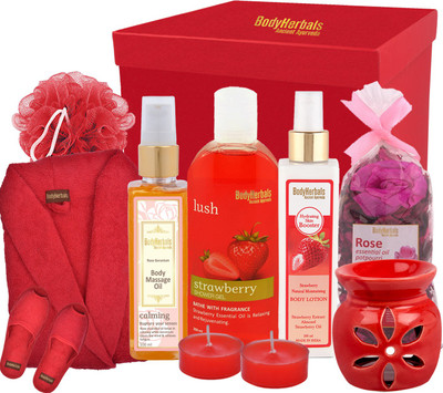 

BodyHerbals Weekend Escapes Strawberry & Rose Bathing Spa Hamper(Set of 10)