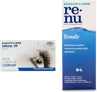 

Bausch & Lomb SL 59 Soflens 59 With Renu Fresh Solution 355 ml Monthly(-6, Contact Lenses, Pack of 6)