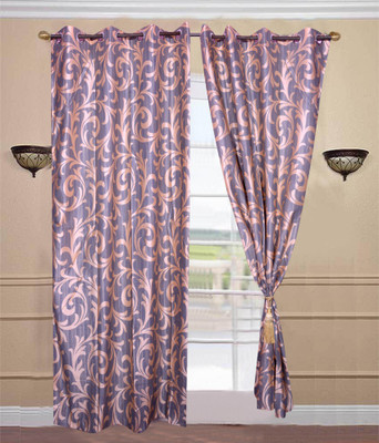 

JT International 213.36 cm (7 ft) Polyester Door Curtain (Pack Of 2)(Motif, Grey)