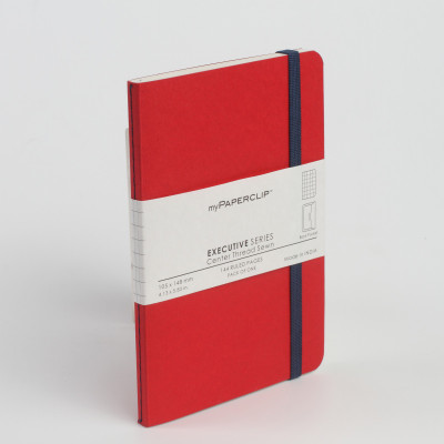 Mypaperclip A6 Notebook(144 Checked Pages Executive Series, Red)