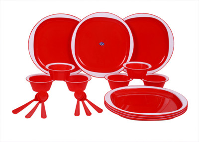 

RICHCRAFT INTERNATIONAL Dinner set-Royal Red Pack of 18 Dinner Set(Microfibre)