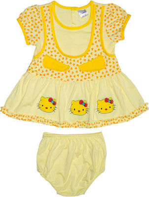 

Camey Girls Mini/Short Casual Dress(Yellow, Half Sleeve