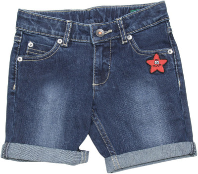 

United Colors of Benetton Short For Girls Casual Solid Cotton(Dark Blue, Pack of 1, 901