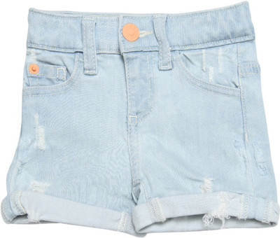 

United Colors of Benetton Short For Girls Casual Solid Cotton(Light Blue, Pack of 1, 901