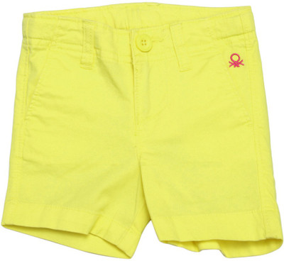 

United Colors of Benetton Short For Girls Casual Solid Cotton(Yellow, 1ad