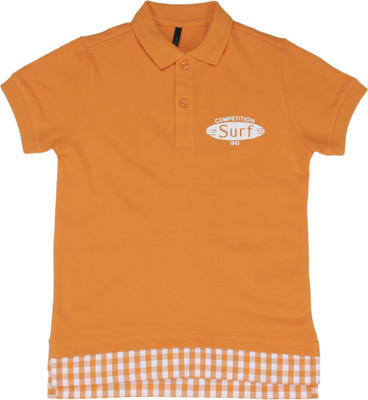 

United Colors of Benetton Boys Solid Cotton T Shirt(Orange, Pack of 1, 10c