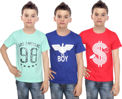 

IndiWeaves Boys Printed Cotton T Shirt(Multicolor, Pack of 3, Blue;green;red