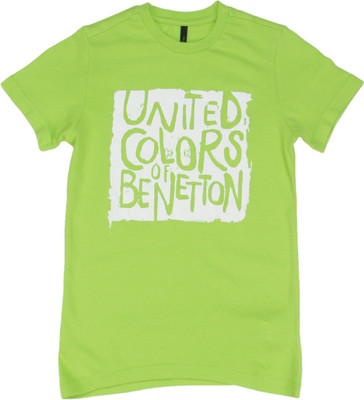 

United Colors of Benetton Boys Printed Cotton T Shirt(Green, Pack of 1, 10u