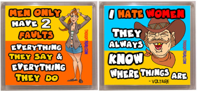 

Thoughtroad HATE WOMEN 2 FAULTS Fridge Magnet Pack of 2