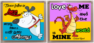 

Thoughtroad LOVE WORLD IS MINE Fridge Magnet Pack of 2