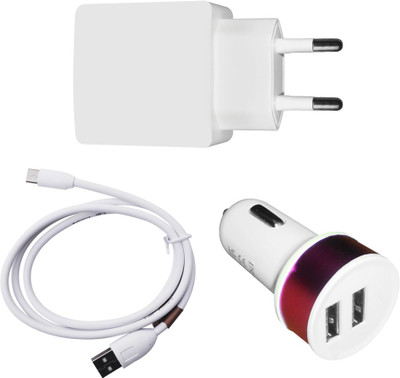 DAKRON Wall Charger Accessory Combo for Intex Aqua i5 HD(White)