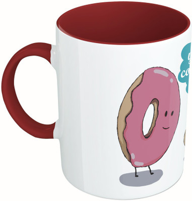 

MiiCreations Printed Two Tone Maroon And White You Complete Me Ceramic Mug(325 ml), Multicolor