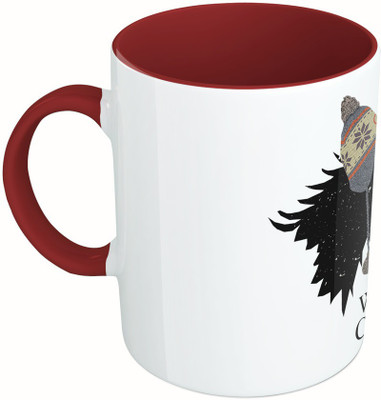 

MiiCreations Printed Two Tone Maroon And White Winter Is Coming Ceramic Mug(325 ml), Multicolor