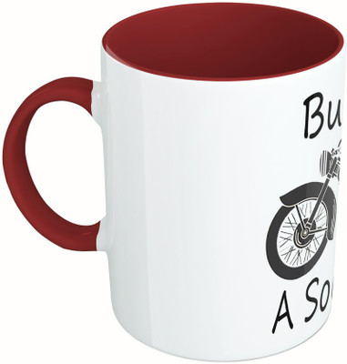 

MiiCreations Printed Two Tone Maroon And White Bullet A Soulmate Ceramic Mug(325 ml), Multicolor
