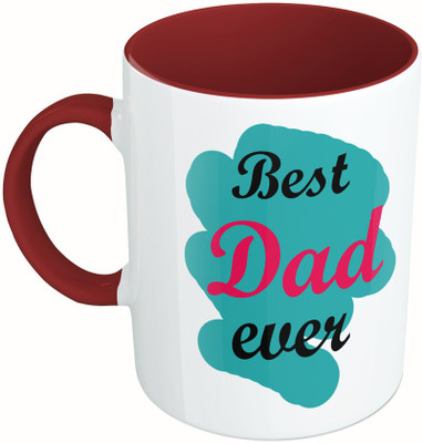 

MiiCreations Printed Two Tone Maroon And White Best Mom Ever | Best Dad Ever Ceramic Mug(325 ml), Multicolor